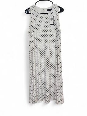 NWT Ralph Lauren Cream Polka Dot Midi Dress - Sleeveless Sz 14